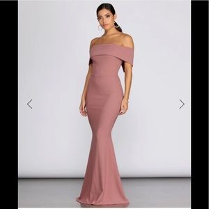 Mauve off the shoulder Mermaid long dress